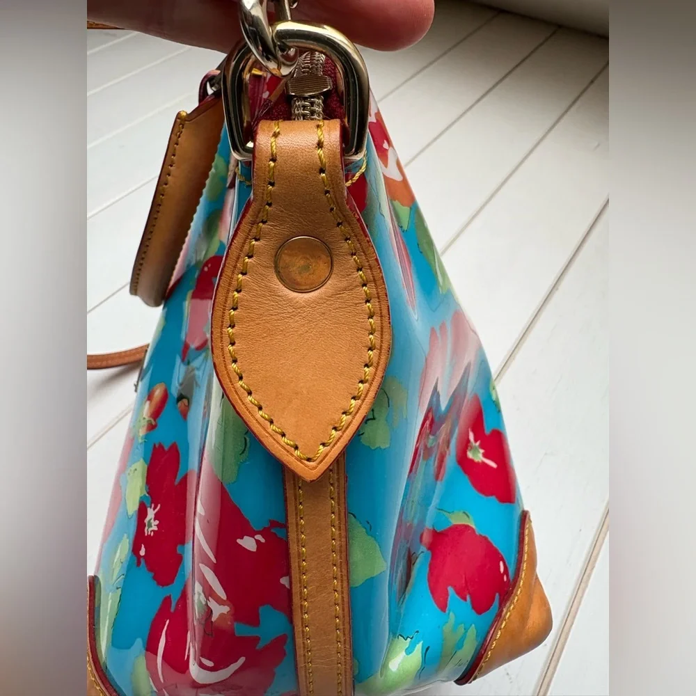 Dooney & Bourke Blue Floral Satchel Handbag - Picture 11 of 17